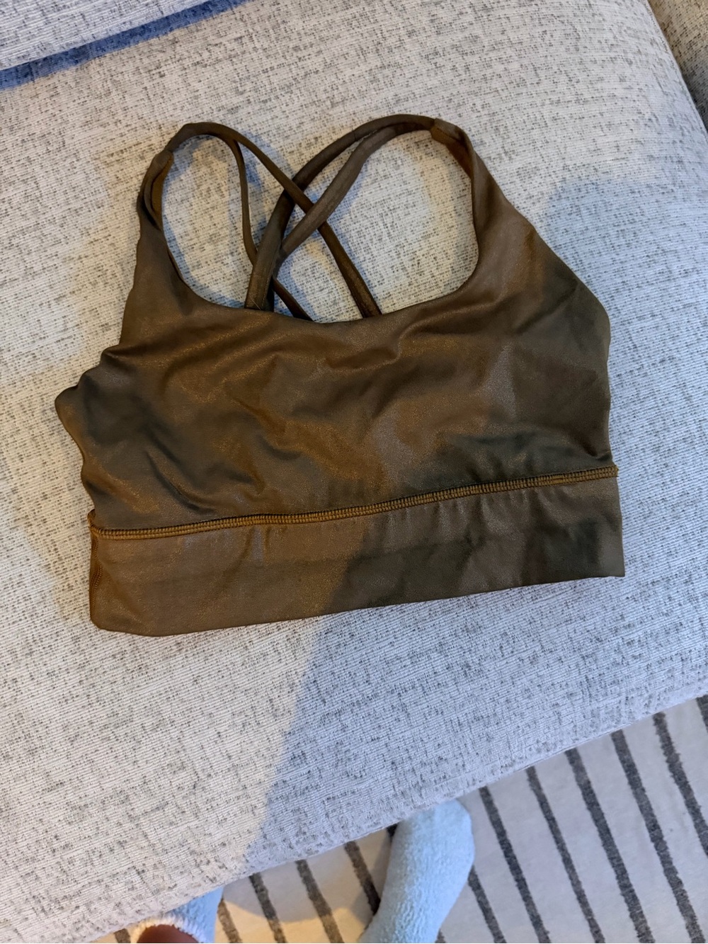 lululemon athletica mustard brown shimmer Cross-Back Sports Bra